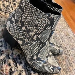 Snake print booties
